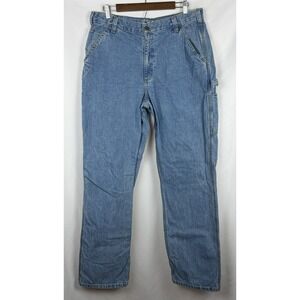 Carhartt Carpenter Jeans Mens Loose Fit Blue Denim Work Pants 34W 33.5 BD4941-M